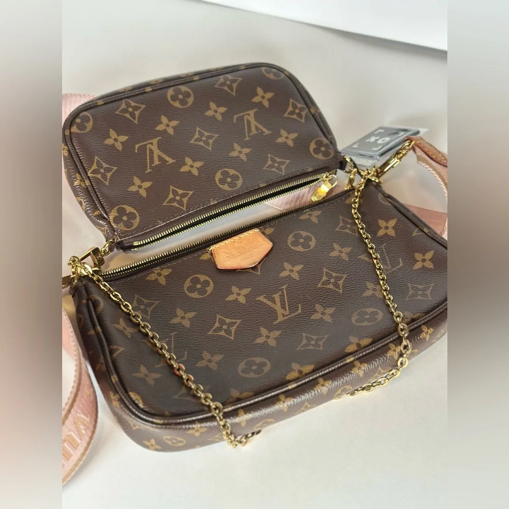Authentic Louis Vuitton Multi-Pochette Accessoires Crossbody with Pink Strap
